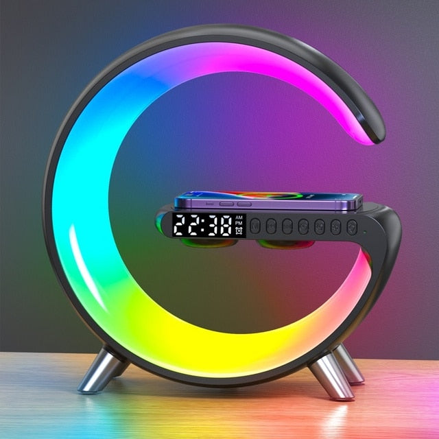 Wireless fast Charger Alarm Clock bluetooth Speaker desk lamp