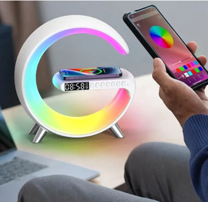 Wireless fast Charger Alarm Clock bluetooth Speaker desk lamp