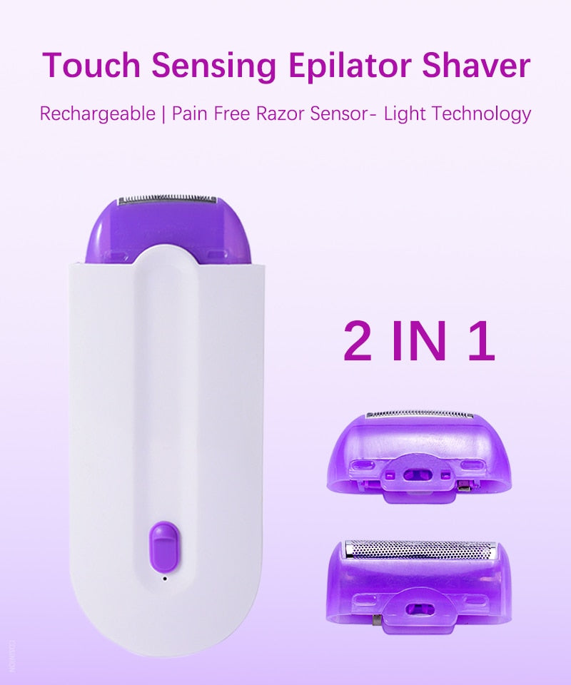 2 In 1 Rechargeable Painless Hair Removal Kit Laser Touch Epilator USB Rechargeable Lady Shaver